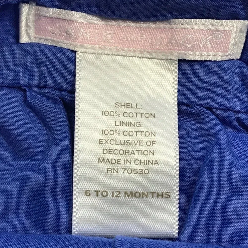 Janie‎ and Jack Sleeveless Romper Baby 6-12 Months Embroidered 100% Cotton Blue